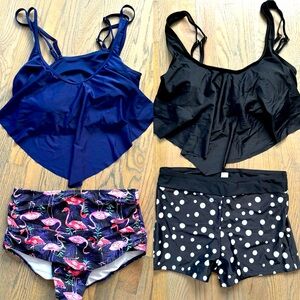 2 Two Piece bathing suits. Size large. Tankini style with high waist bottoms.